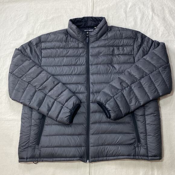 NWOT Cole Haan ZeroGrand Mens Jacket Duck Down Silver Black Puffer Coat Sz 2XL - Picture 1 of 16